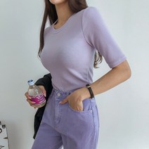 다바걸 슬림한컬러반팔탑