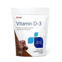 GNC 비타민 D-3 25mcg 1000IU 초콜릿 맛 딜리셔스 소프트츄, 60개입, 6개