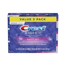 크레스트 3D 화이트 래디언트 민트치약 107g 3개/ Crest 3D Whitening Toothpaste Radiant Mint 3.8oz 3pk, 3개