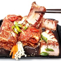 하남이조 국내산 뼈 있는 돼지왕구이 (4kg 10대) 양념 숯불 갈비 구이 돼지고기 식당 및 업소용 갈비, 1통, 4kg