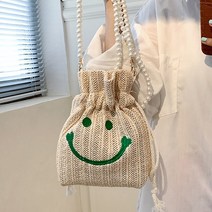 연이랜드 스마일 진주스트랩 라탄백 크로스백