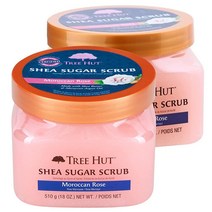 Body Scrub Tree Hut 시어 슈가 스크럽 모로코 로즈 532.3ml(18온스) 각질 제거 바디 여성 및 남성용 영양 에센셜 케어에 이상적 (2팩)