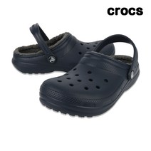 크록스 클래식라인드클로그 여성 털슬리퍼 네이비 207010-459G