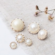 짱패브릭 꽃잎진주단추(10개), 25mm