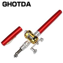소형전동릴 GHOTDA-미니 낚싯대 펜 모양 접이식 작은 릴 휠 휴대용 포켓 콤보, [02] 빨간
