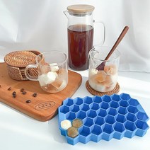 달자샵 홈카페 에이드 벌집 육각 얼음틀 37구 실리콘몰드, 1Pcs, 블루