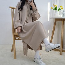 [간절기 기모]벌룬후드롱원피스