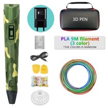 재미 있는 세트 DIY 3D 펜 아이 생일 크리스마스 새해 선물 인쇄 PLA 필라멘트, [17] Green-9M, [01] EU adapter