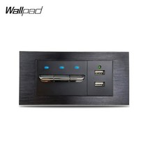L3 스위치15375mm 3 갱 토글 스위치 USB 월 패드 L3 블랙 알루미늄 프레임 푸시 버튼 LED 표시기 충전 포트, 01 3 Gang 1 Way