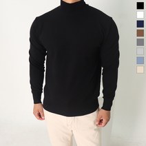 소프트 반폴라 니트 긴팔 8컬러 남자 미니멀룩 머슬핏 하프넥 반목티 레이어드 이너