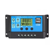 태양광 컨트롤러 10a 20a 30a 12v 24v 자동 태양 전지 패널 배터리 충전 pwm 태양 광 pv 레귤레이터 lcd 디스플레이 5v usb 290, 푸른, 12v24v 자동.