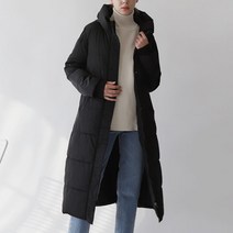 버건디블루 오버핏 웰론 무지 후드롱패딩 LI1018385