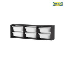 이케아 TROFAST 트로파스트 벽수납장+바구니6개/장난감수납장, 색상:블랙+블랙_290.063.89