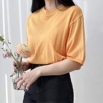 살짝비쳐 여리한 여자 봄 여름 라운드 반팔 니트 9색