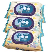 스프링클 비데 POO 티슈 포 키즈, 3팩, 60매입