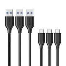 Anker USB Type C Cable Powerline USB-C & USB-A 3.0 케이블 (0.9m x 3 세트) XPERIA/GALAXY/LG/IPAD PRO/AIR MACBOOT 기타 장치 호환 텔레 워크 리모트 홈 작업. 랙., 1개