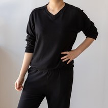 코코세븐 여성 빅사이즈 골지 스판 브이넥 맨투맨 티셔츠 L XL