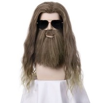 남자부분가발 정수리 앞머리 wig for men wig and beard long 합성, 혼합 색상