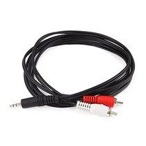 모노폴리 오디오/스테레오 케이블 - 6피트 검은색 | 3.5mm 스테레오 플러그/2개 RCA 잭 MP3 플레이어/전화 헤드폰 출력을 가정용 오디오 시스템에 출력합니다