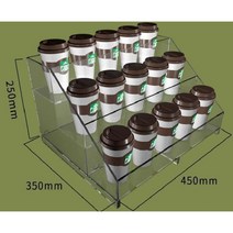 음료 진열대 선반 카페 디스플레이 계단식 투명 아크릴 매대 상품 편의점 네일샵 3층, 길이 35X 너비 35X H25
