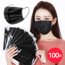 (개별포장) 국내배송 덴탈마스크 3중필터 일회용마스크 블랙(100매) 성인마스크 비말마스크 검정마스크, 100매
