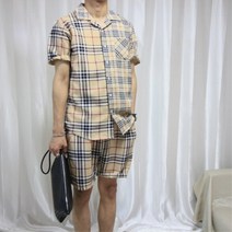 대단한놈 여름 오픈카라 배색 체크 반팔셔츠