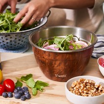 (스웰 공식 온라인스토어) 대용량 스텐 샐러드볼 1.900ml, 티크우드, 1개