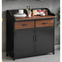 철제 카페 셀프바 테이블 분리수거 선반 탕비실, 2문, 화이트-길이120x폭40x높이90cm