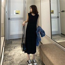 여성 여름 나시 니트 캐주얼 세련된 원피스 슬림핏 드레스