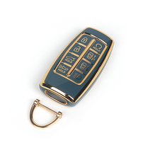 현대 자동차 제네시스 G70/G80/GV70/GV80 8버튼/주차 스마트키 키케이스, 골드-블루그레이