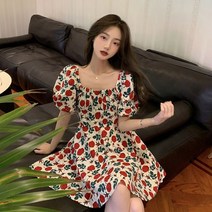 쉬폰원피스 여름 꽃 패턴 시원한 쉬폰 미니 원피스 빅사이즈ZH23041418