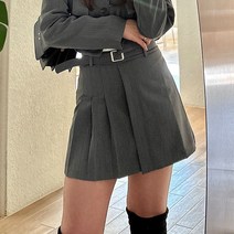 하체비만코디 반플리츠 벨트세트 미니스커트