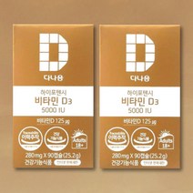다나음 하이포텐시 비타민D 5000IU 90캡슐 2개, 5000IU 90캡슐 2, 999