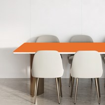 양면 가죽 방수 식탁보 모서리라운딩 5mm, 오렌지 + 라이트브라운, 80 x 180 cm