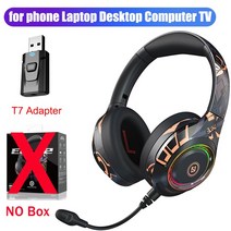 블루투스 5.0 게임 이어폰 RGB HIFI 스테레오베이스 무선 헤드폰 PS4 플레이 스테이션 5 전화 pc에 대 한 마이크 스포츠 헤드셋, 8.Black T7 No Box