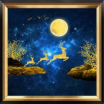 히여 화야 보석십자수 DIY 패키지 3D, 1세트, 보름달 노루 D-054