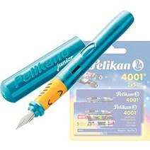 유럽 Pelikan - Pelikano Junior 왼손잡이용 만년필 P67 펜촉: A 배럴 색상: 핑크 대용량 잉크 카트리지 10개 GTP, 오른손용 카트리지의 경우, 터키 옥