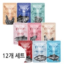 프라미 고양이 습식 파우치 70g 12개 고양이 기능성 간식 키튼 어덜트 시니어, 어덜트 헤어볼(참치+치킨) 12개