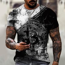 기념주화 비트코인선물 모형소품폭발적인 2022 봄과 여름 새로운 반팔 Bitcoin 3D 인쇄 된 t-셔츠 거리 동, 06 dyp-2285_03 S