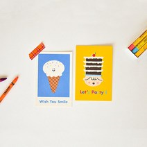 축하카드 아내생일카드 인테리어카드 4p 셀프청첩장 결혼기념일 아날로그감성, 1개, 아이스크림