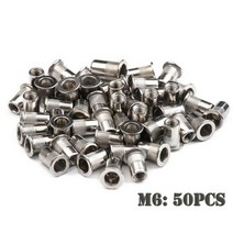 번데기너트 팝 연결 나비 스테인레스 스틸 플랫 헤드 리벳 너트 세트 200/50 개 M3 M4 M5 M6 인서트 팅 멀, 04 50PCS M6