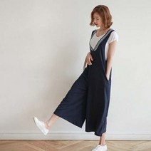 키밍 / 여성 캐주얼 패션 편한 데일리 앞뒤 브이넥 점프수트