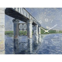 더윤 레티나 대형명화시계 해바라기 꽃그림 풍경화 정물화 인물화 거실 카페 호텔 인테리어 소품 고급 액자 벽시계, 카유보트-아르장퇴유의 다리2(45x60cm)