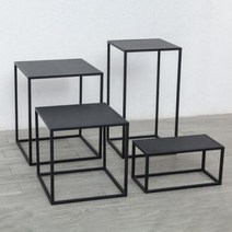 심플 사이드 테이블 철제 침대 협탁 세트, 골드+C