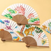 바오바론 합죽선 고급형 전통 접이식 한지 부채 만들기 색칠 꾸미기 미술 수업 도구 투명스티커 증정, 고급형(무지)