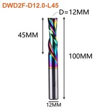 라우터비트 트리머 비트 목공 조각 도구 Dreanique 1pc dlc 코팅 초경 밀링 커터 3.1 4 6 8 6.35mm 2 플루트 나선형 라우터 엔드 밀 목재 mdf 다운, dwd2f-d12.0-l45