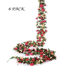 Molliy 6 Pack 49.2 FT Fake Rose Vine Flowers Plants Artificial Flower Hanging Rose Ivy Home Hotel Of, 1