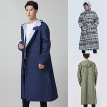 (2+1증정) RC04M 남성우의 트랜치 우의 우비 비옷 롱 레인코트 캠핑 낚시 골프 등산 우의, 네이비