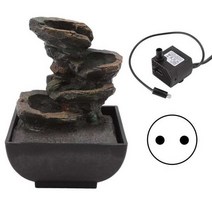 실내분수 미니연못 분수대가습 테이블 탑 물 분수 내구성 수지 4 층 LED 라이트 폭포 사운드 데스크 홈 오, 01 EU 220V