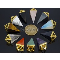 블러드스톤 비즈 목걸이 원석 패션 천연 Hematite 보석 돌 피라미드 지적 치유 Reiki Chakra 골드 펜던트